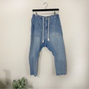[One Teaspoon] Denim Drop Waist Elastic Waist Drawstring Jeans